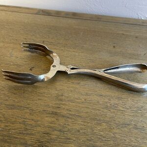 Vintage 1940 Stainless Steel Mechanical Salad Claw Tongs. Made in Michigan, USA.